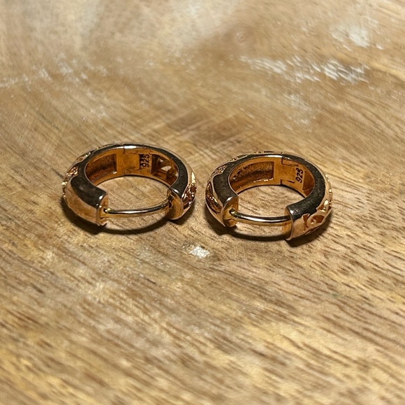 CZ Huggies Gold Vermeil Over 925 Sterling Silver Earrings - Picture 5 of 12